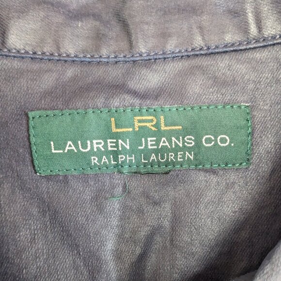 Lauren Ralph Lauren Navy Blue Faux Leather Coated Jacket Women's L / XL? - Picture 9 of 10